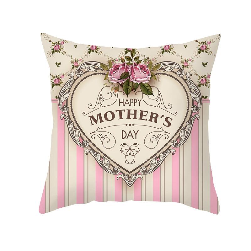 New Mother's Day Printed Pillow Cover Peach Skin Home Sofa Decoration Pillow Bedroom Cushion Pillow Cover