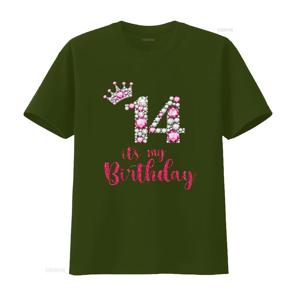 14 It s My Birthday 14th Years Old Bday T Shirt vintage Washed Unisex Versatile Soft Stretched Breathable graphic Casual