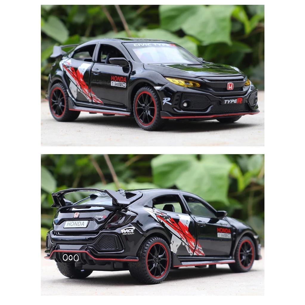 1/32 HONDA CIVIC TYPE-R Diecasts & Toy Vehicles Metal Car Model Sound Light Collection Car Toys for Children Christmas Gift