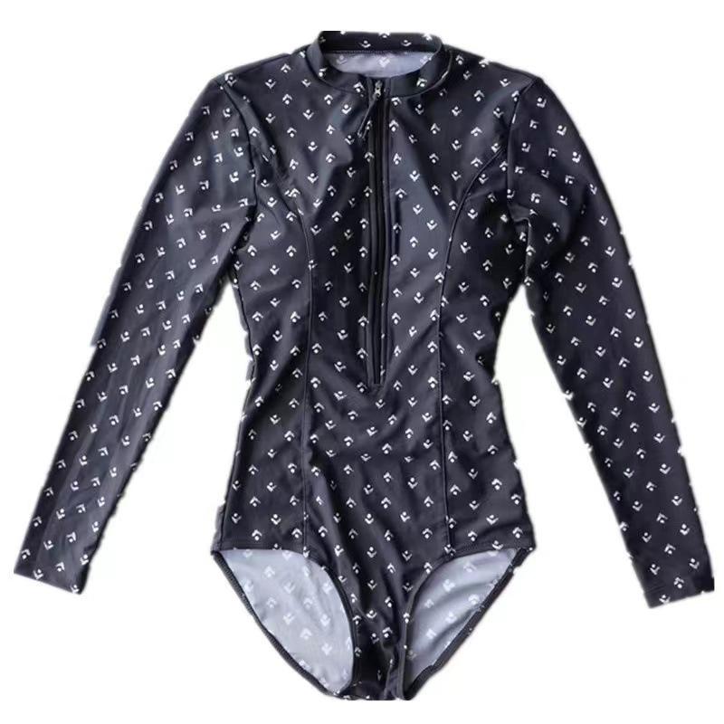 

Swimsuit s one-piece small chest long-sleeved belly cover and thin snorkeling hot spring conservative swimsuit M