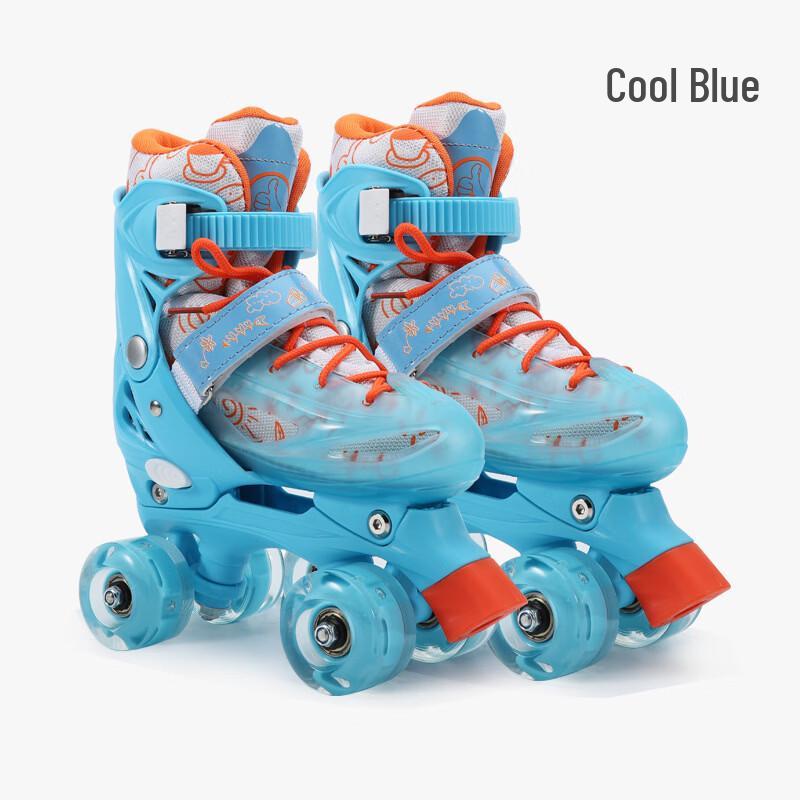 fL Kids Beginner Double-Row Roller Skates - Cool Blue XS (27-30 EU)