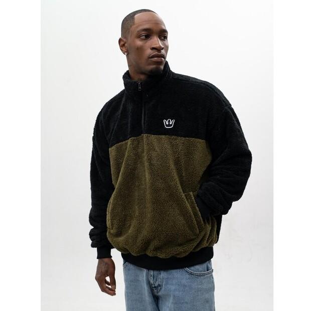 Толстовка Jigga Wear Sherpa Распашная Полупол Флис Медведь Мужская Оверсайз EU XXL