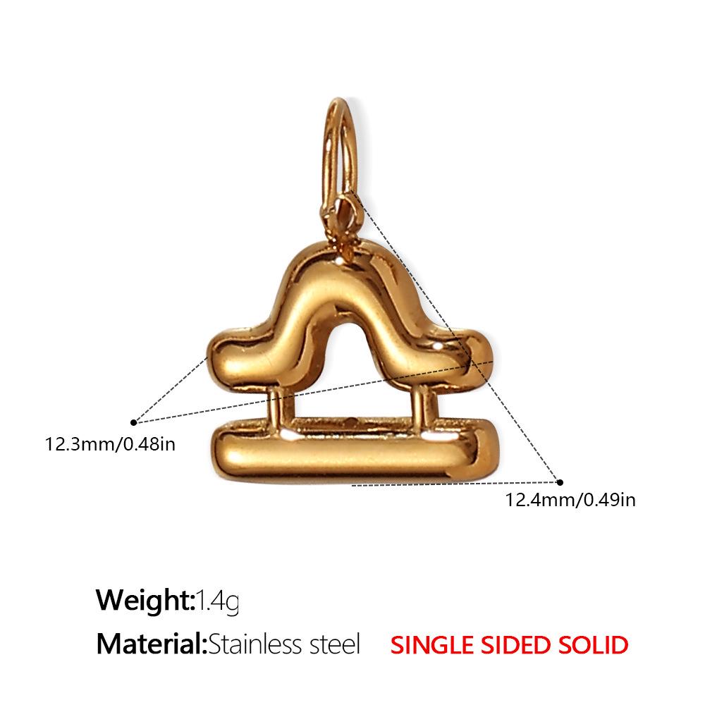 18K Gold Plated Stainless Steel Zodiac Pendant Necklace - European & American Fashion