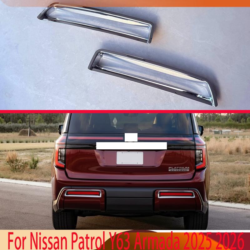 For Nissan Patrol Y63 Armada 2025 2026 ABS Chrome Rear Reflector Fog Light Lamp Cover Trim Bezel Frame Styling Garnish