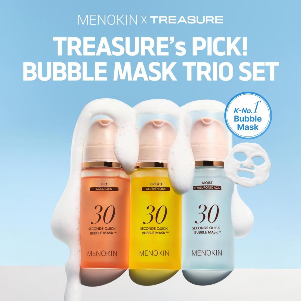 [TREASURE X MENOKIN] 30-Sec Bubble Mask Trio Set + OT10 Photocards & ID Photos (Limited Edition)