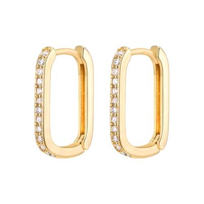 Geometric Zirconia Earrings Gold Plated, Square And Circel Hoops Huggies Ear Jewelry Bijoux Femme