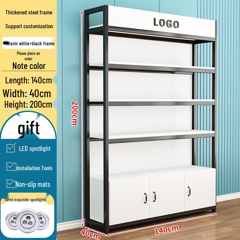 Steel-Wood Multi-Layer Floor Display Rack for Cosmetics and Baby Store