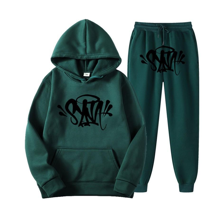 SynaWord High Street Fashion Trendy Brand Suit Men's Ins Trend Hip Hop Hoodie Syna Print Sweater Suit