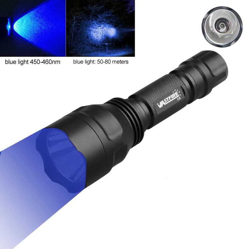 LED Flashlight Hunting UV 395NM/Blue Light Torch Professional Tactical Night Scout Light Set Fish Light USB Rechargeable Torch