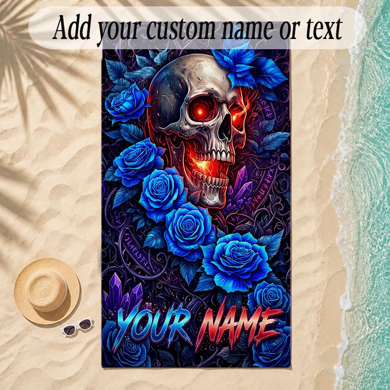Gothic Theme Soft Beach Towel Personalized Custom Name Text Towel Portable for Beach Pool Travel