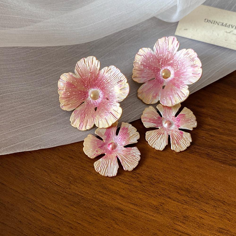 Sweet Oil Drop Flower Ear Studs Baroque Korean Style Earrings Enamel Flower Earrings  Jewelry