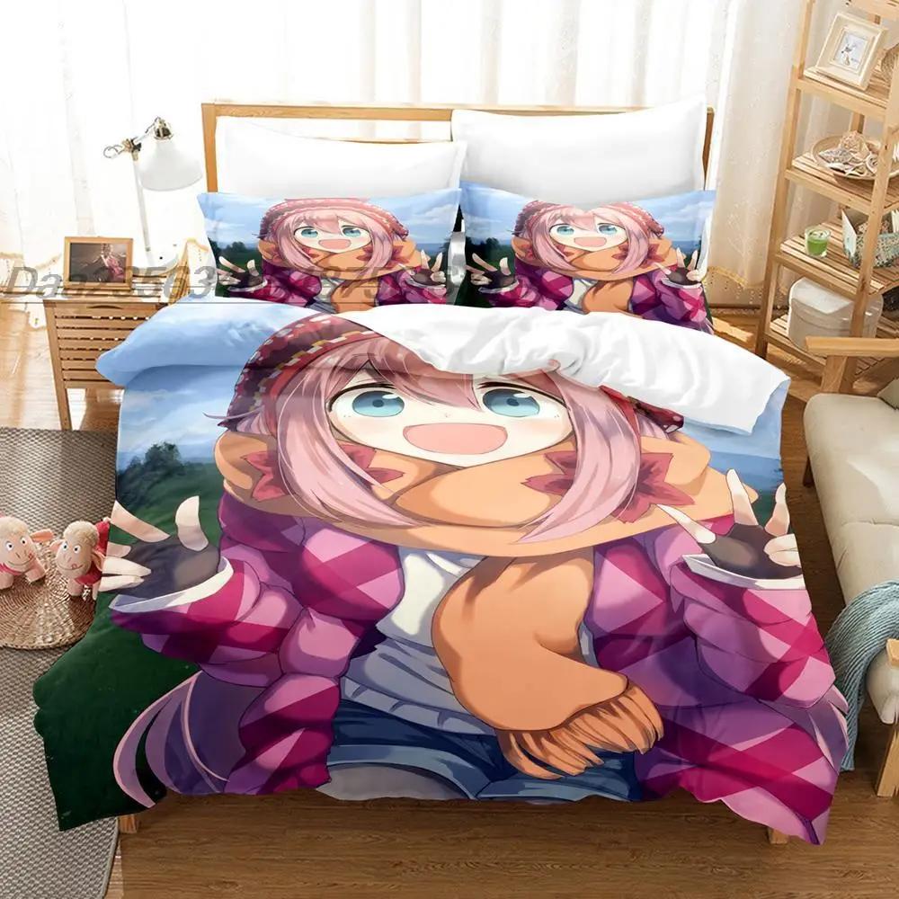 Fashion 3d Printing Anime Laid-Back Camp Bedding Set Single Twin Full Queen King Size Bed Set Adult Kid Bedroom Duvet cover Sets