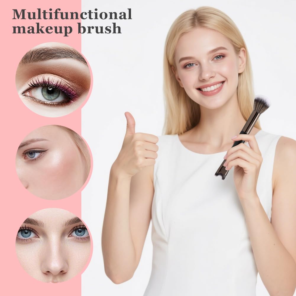 3Pcs Nose Contour Brushes,2-In-1 U-Shaped Brush and Eyeshadow Brushes & Angled Tilt Brush,Make-up Brushes Set for Nose-Sculpting and Defining,for