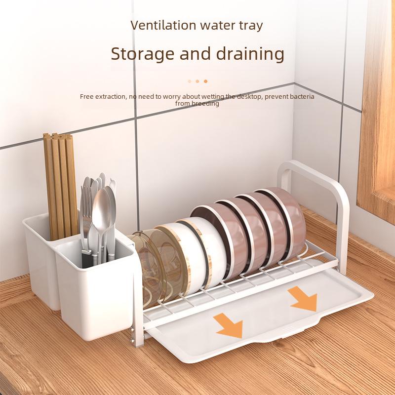 Single-Layer Kitchen Bowl & Dish Rack for Cabinet Storage and Drainage