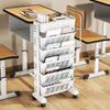 Large Capacity Bookshelf On Wheels Rotatable Book Storage Rack Movable Book Shelf  Student Use