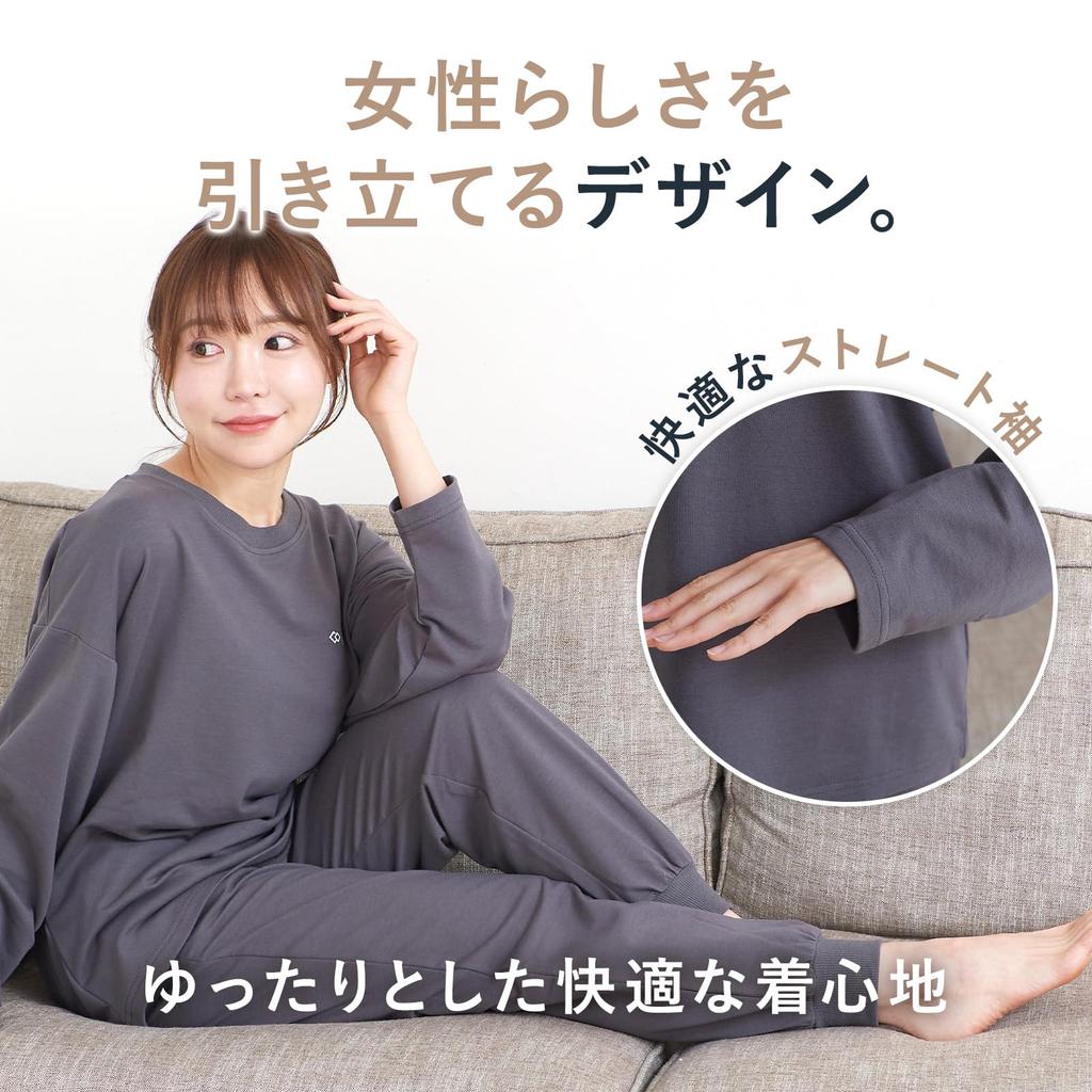 Luanna Jenna Pajama Relaxing for Men and Gift Greige [Colantotte] Set, Wear, Sweatsuit, Women, Loungewear, (JP, Alphabet, L, (Women's Type))