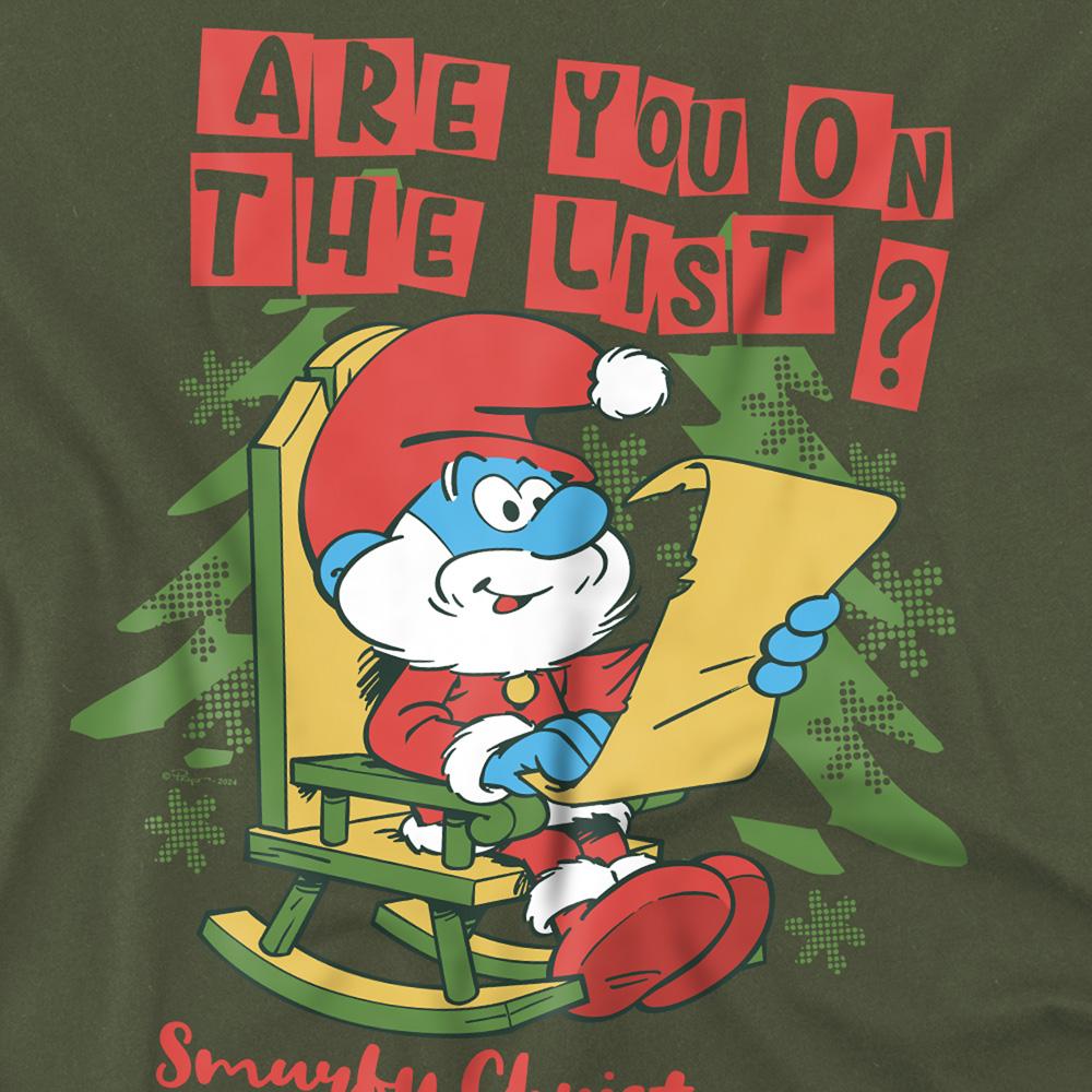 The Smurfs Unisex Adult Are You On The List Papa Smurf Christmas T-Shirt