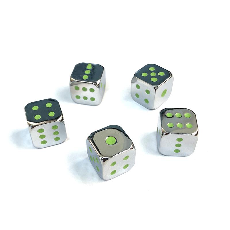 5PCS/1Set Metal Fluorescent Dice Golden/Silver/Bronze Funny Game Dice Six Sided Decider Board Game Acessorios 13mm