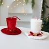 Holiday Tree Ornaments Set of 4 Top Hats with Fabric Material and Bells Suitable for Christmas Tree and Seasonal Decoration
