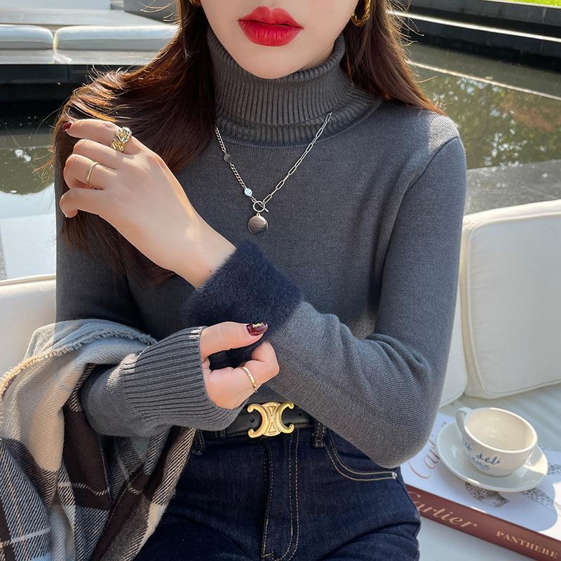 

Водолазка и бархатный свитер, женский свободный бархатный свитер для ношения на осень и зиму, новая теплая трикотажная нижняя рубашка XL