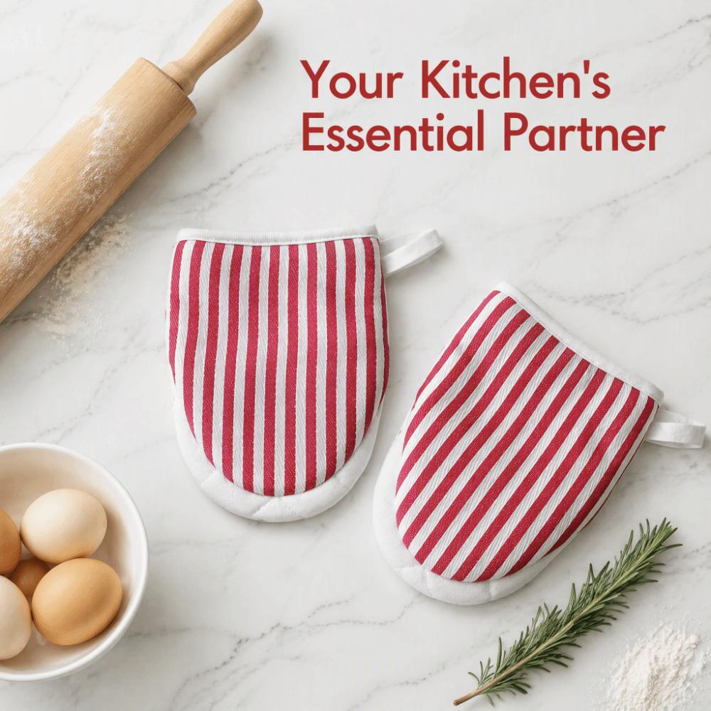 2PCS Cotton Filling Kitchen Oven Glove Heat Resistant Baking Glove Microwave Oven Mitt Lid Handling
