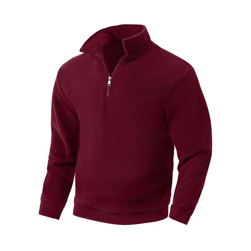 Men Half Zip Stand Collar Solid Color Long Sleeve Pullover Casual Sweatshirt Outdoor Outerwear