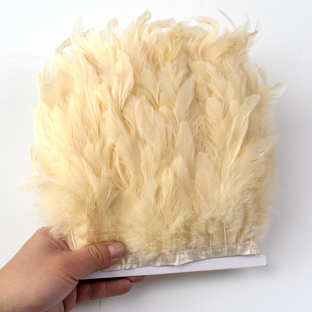 1 Meter Weiße Hahnenfedern Besatz Fransen 10-15cm Federn Band zum Nähen Karnevalskleidung Dekoration Accessoires Handwerk