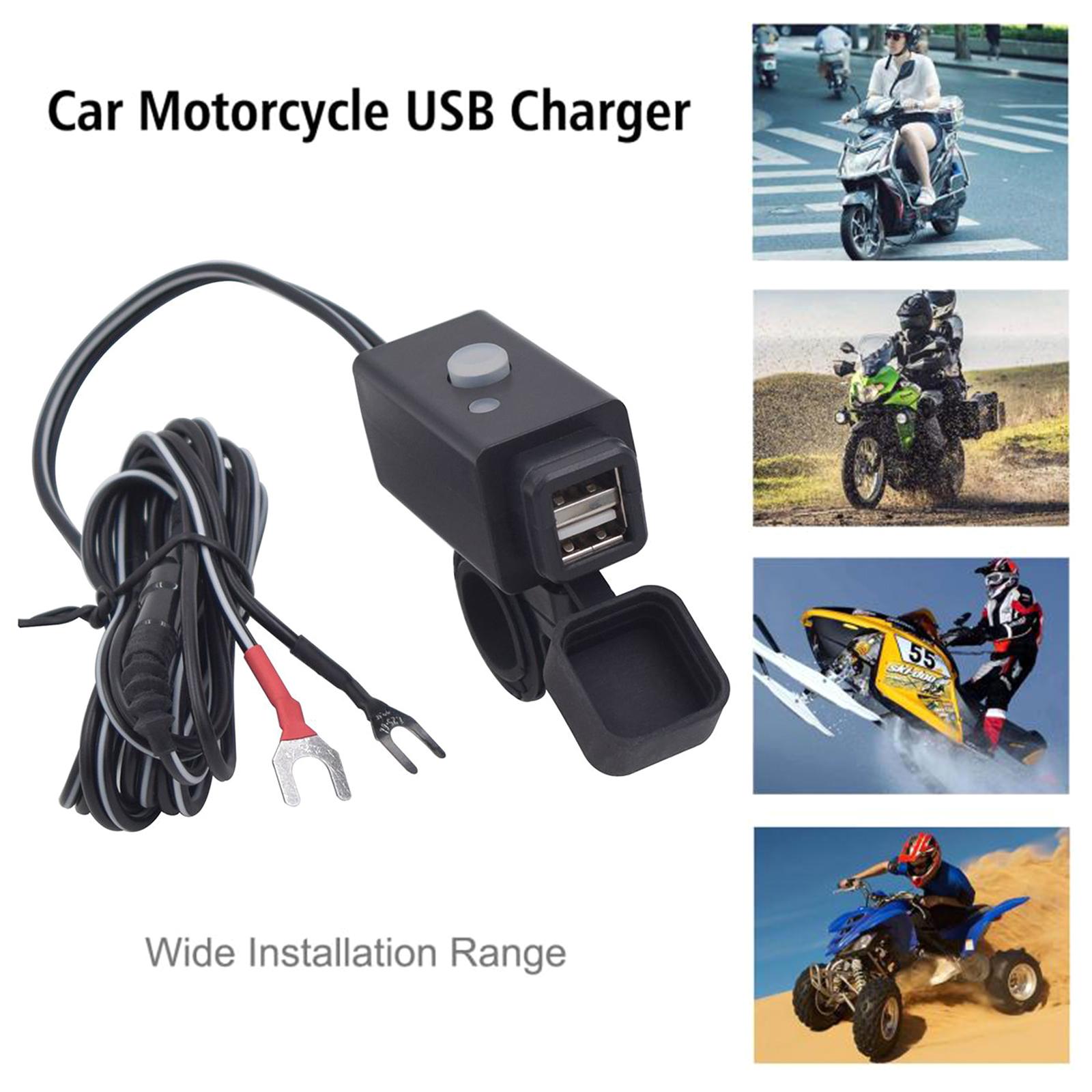 

Motorcycle-Modified Charger Dual USB With Switch Indicator Light Quick Charge Switch Dual USB Charger Socket Accessories