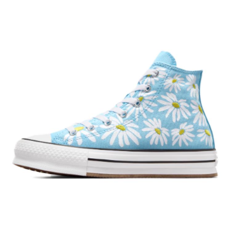 

Converse Chuck Taylor All Star Lift Platform High GS Floral Kids Sneakers Blue True-Sky Dandy-Lion A06337C 36