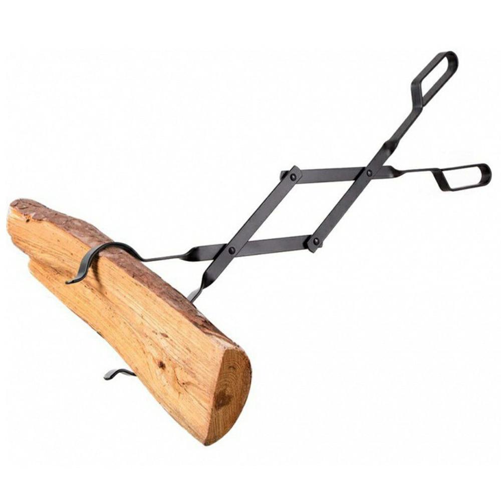 

Indoor Outdoor Firewood Steel Tong Foldable Fireplace Fireproof Firewood Clamp Tool A