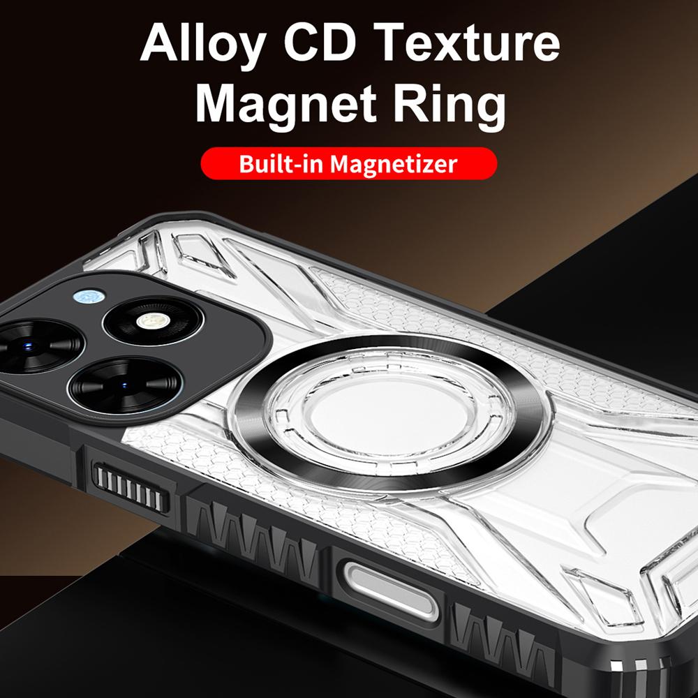 KEYSION Transparent Magnetic Case for TECNO Spark 10 Pro Soft Silicone+PC Heavy Duty Shockproof Phone Cover for Spark 10 4G 10C