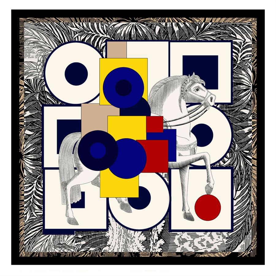 POBING Silk Scarf Women Large Shawls Spain Horse Square Scarves Wraps Bandana Luxury Kerchief Hijab Scarf Female Foulards 130CM