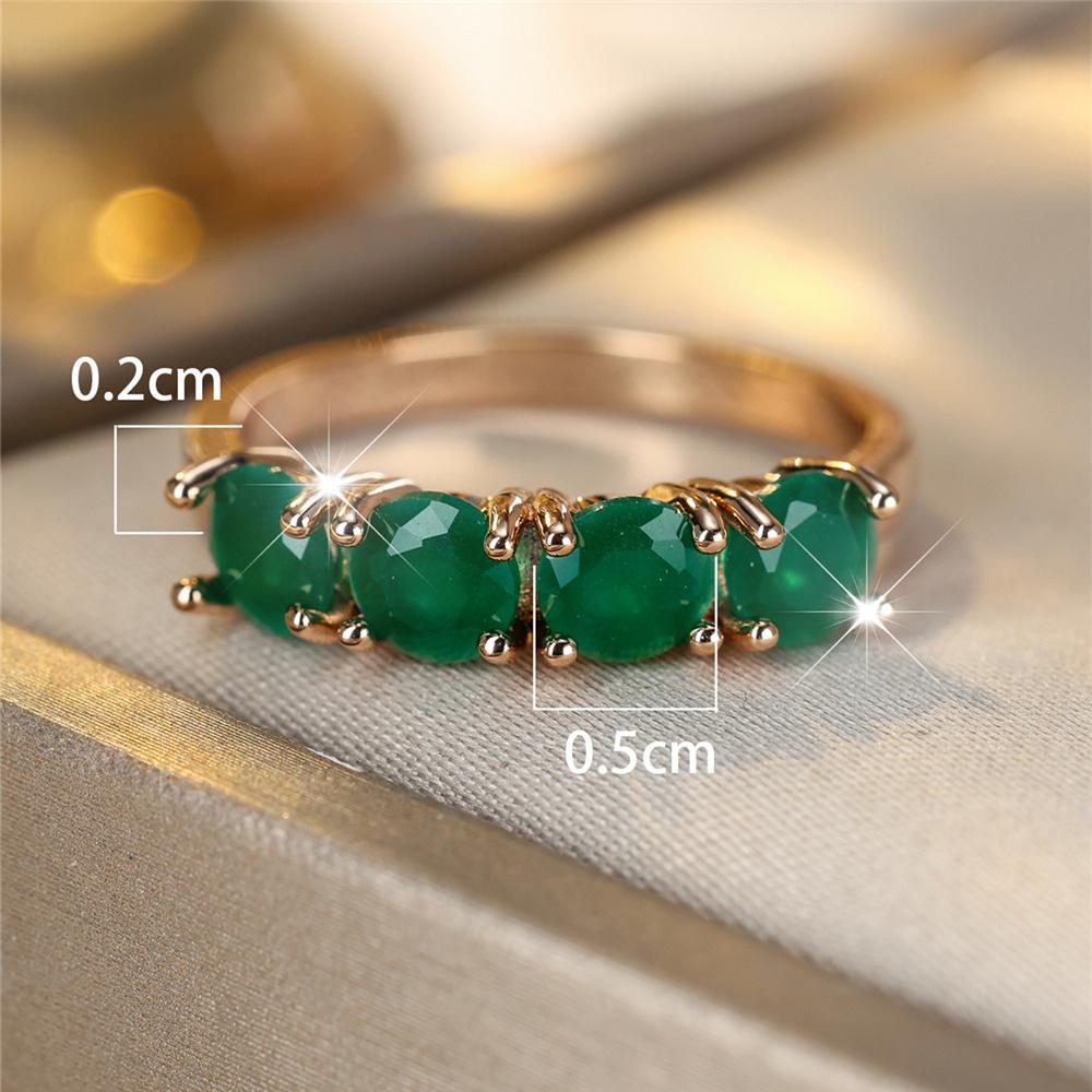 Charm Female White Green Zircon Stone Ring Gold Color Luxury Girlfriend Gift Wedding Jewelry For Women