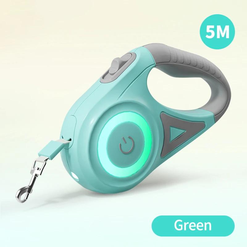 5M Automatic Dog Leash Retractable LED Luminous Leading Fashion Light Straps For Dog Puppy Pet Flexi Walking Running Lead