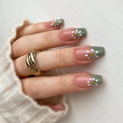 24 Stück Pastoral Serie Maniküre Französisch Nagel Frische Blume Nagel Nagel Nagel Nagel Nagel Nagel