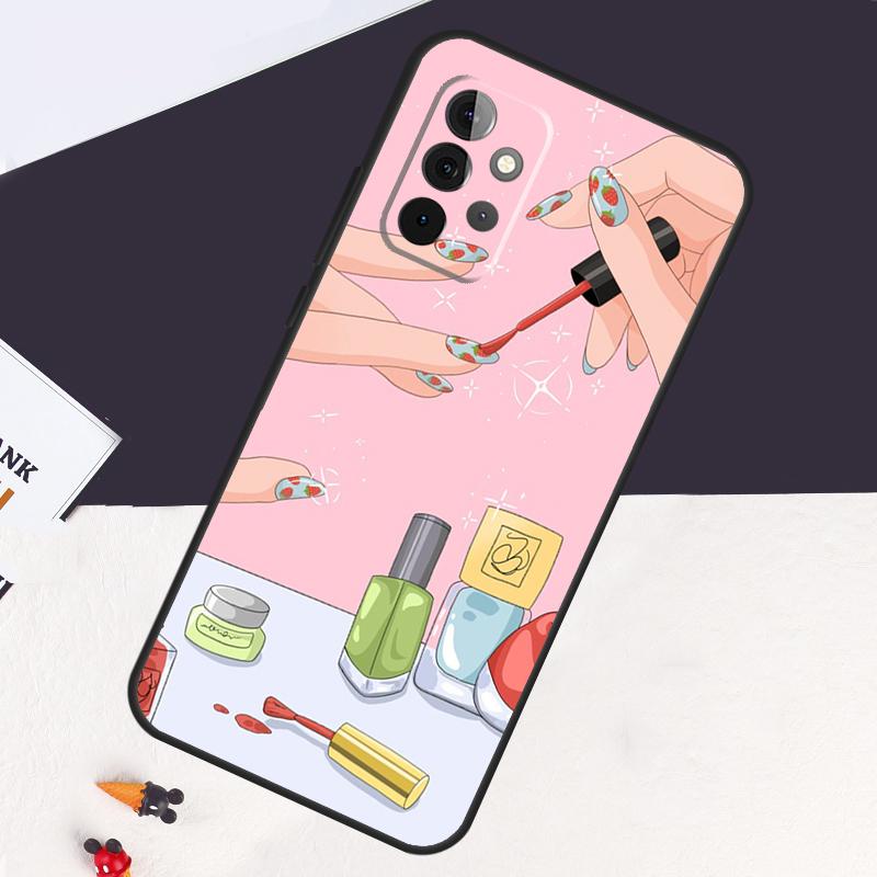 Nail Polish Cover For Samsung Galaxy A54 A34 A14 A51 A71 A50 A52S A73 A53 A33 A13 A12 A52 A32 A22 Back Case