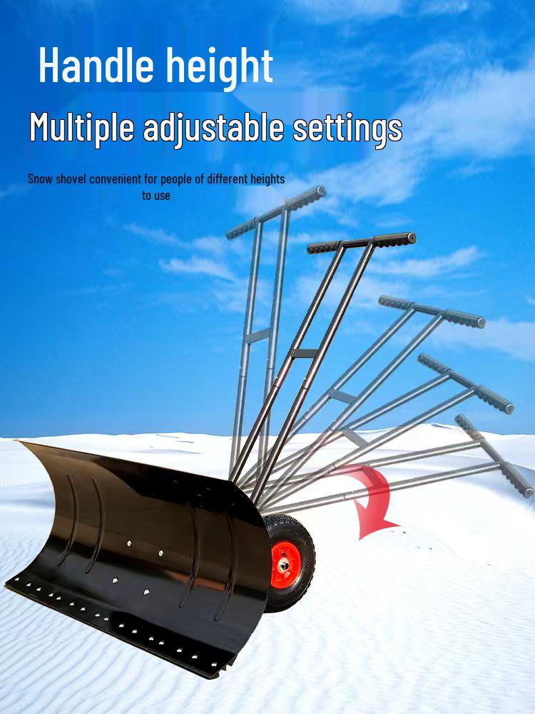 Large Wheeled Hand-Pushed Snow Shovel - Snow Removal Tool & Pusher Artifact