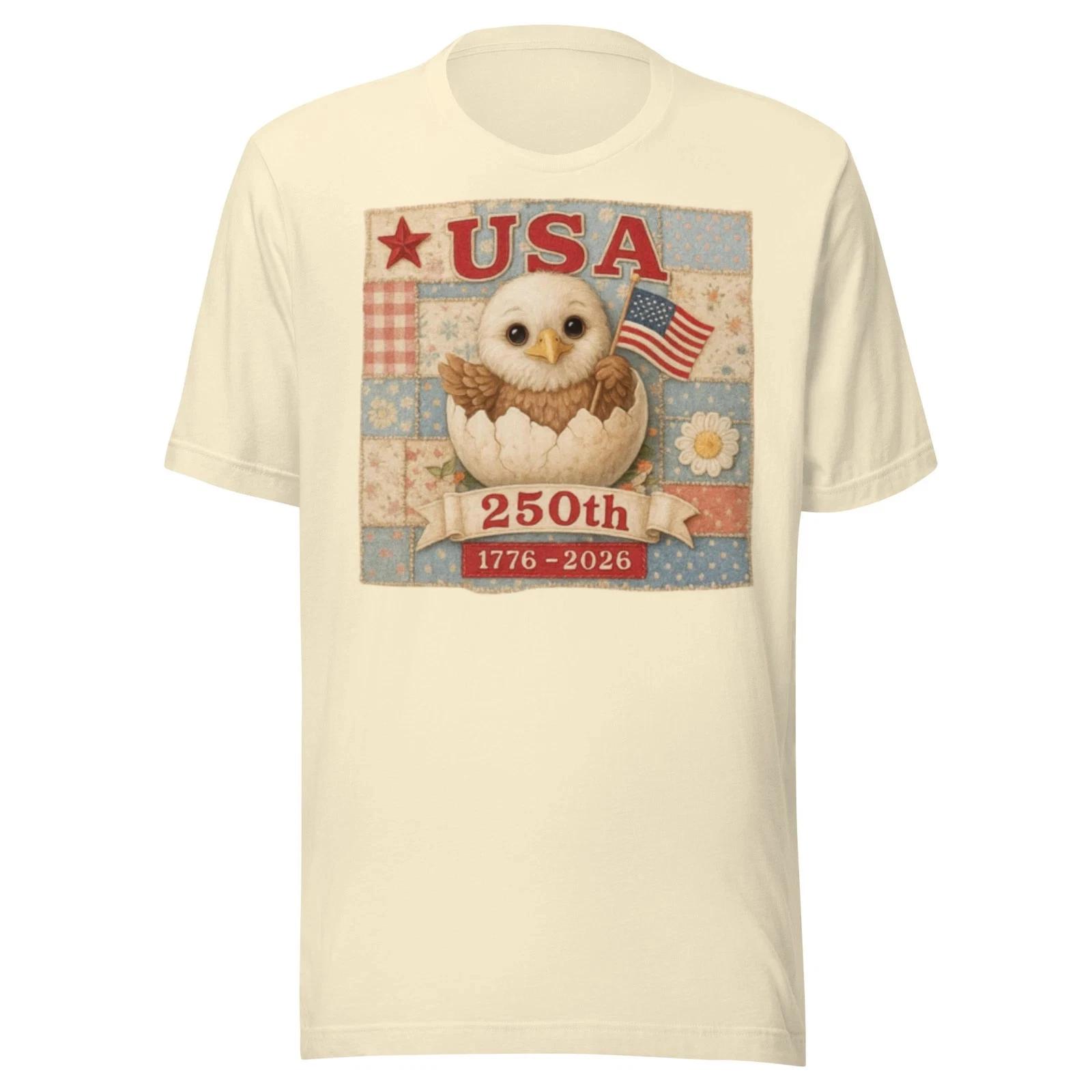 USA 250th Birthday Eagle T- Shirt Patriotic American Flag Graphic Tee S