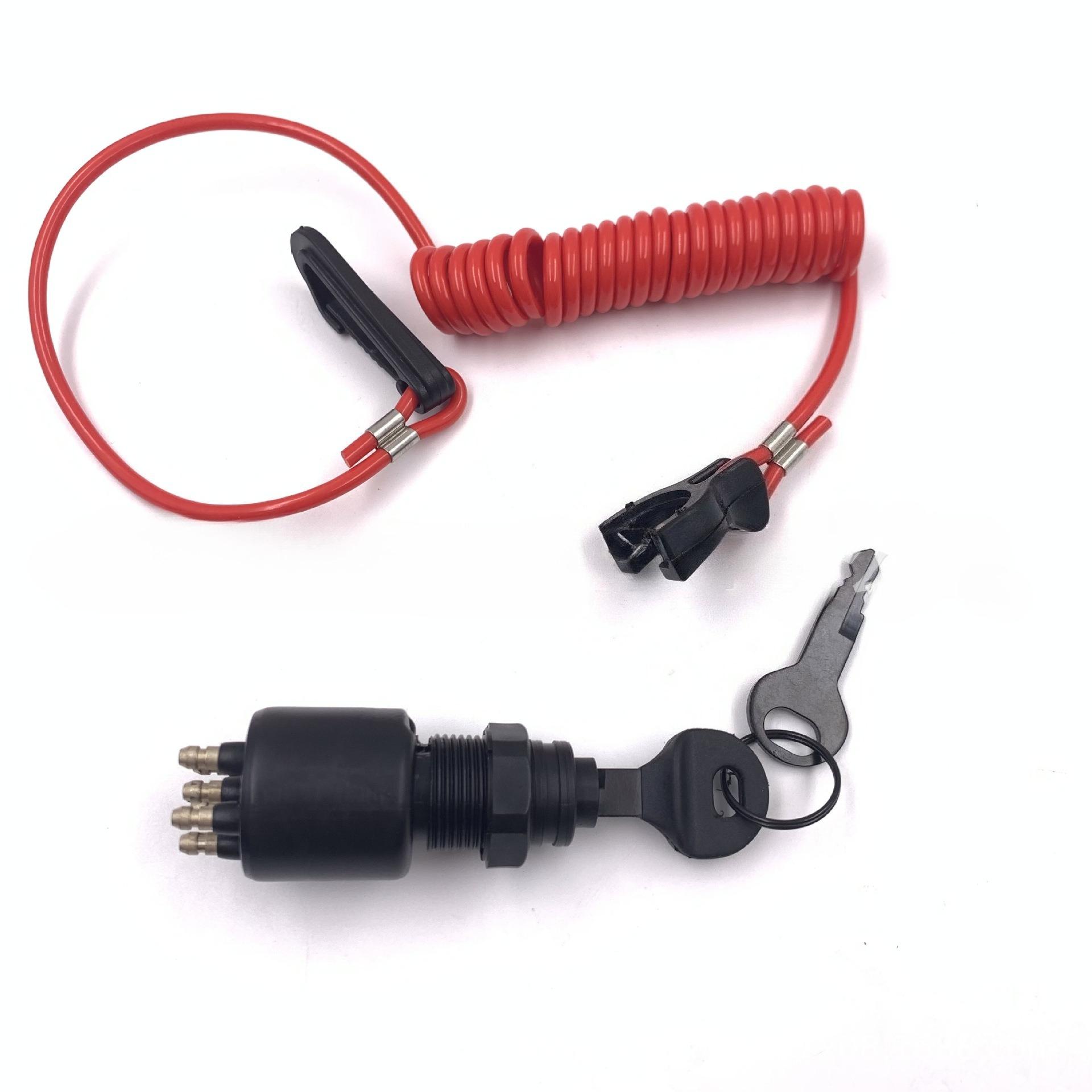 Outboard Motor Engine Shutdown Flameout Switch Red Rope Lock Key for Bombardier Johnson Evinrude 5005801 Photo Color