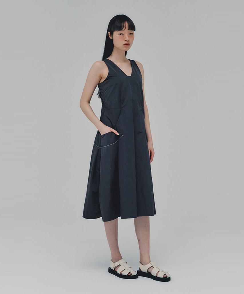 Awi Stitched Nylon Dress_Charcoal