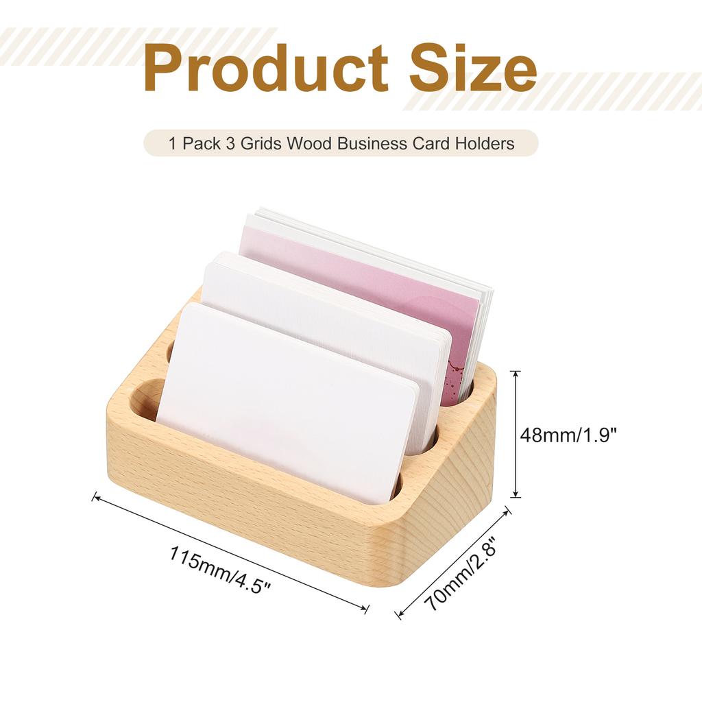 1/2Pcs Wood Desktop Business Card Display Stand Memo Holder Storage Box Beech Wood Card Organizer Office Business Card Holder