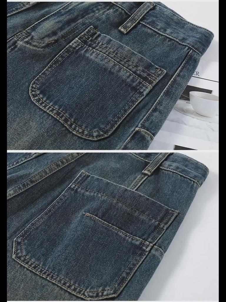 Cement Gray High Waist Wide Leg Jeans for Pear-Shaped Women