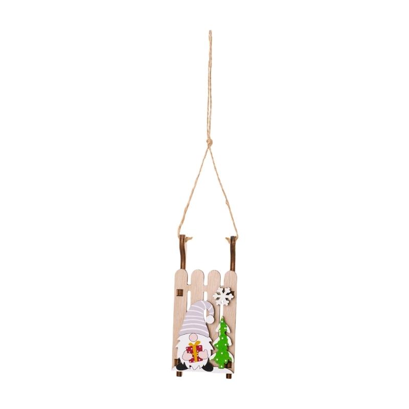 

Natural Wood Christmas Sled with Dwarf Hanging Ornament Holiday Decoration For Home Office Festival Accessories
