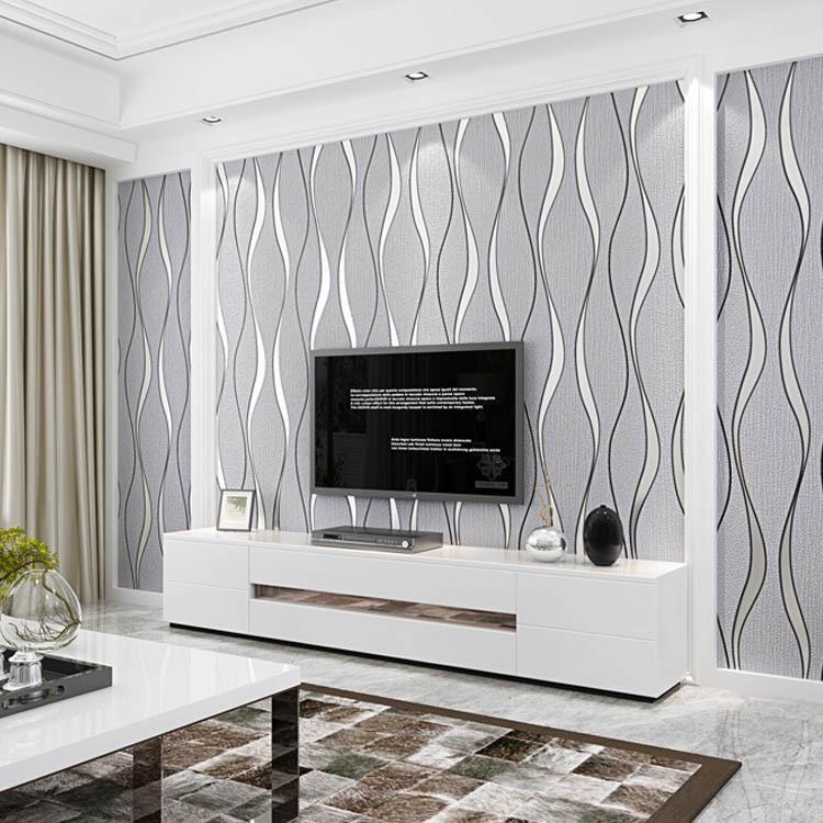 Modern 3D Water Wave Pattern Non-woven Suede Wallpaper for TV Background