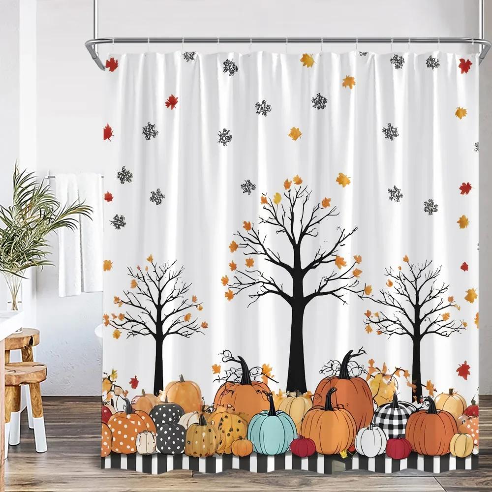 autumn shower curtain farmhouse harvest season bathroom home decoration maple autumn polyester shower curtain