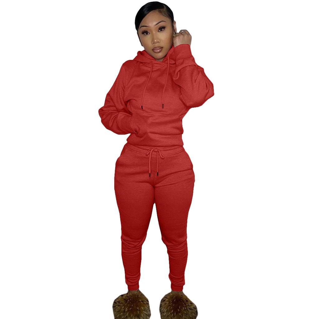Tuta da donna con cappuccio due pezzi set felpe con cappuccio tasche pantaloni tuta pantaloni con coulisse set sportivo