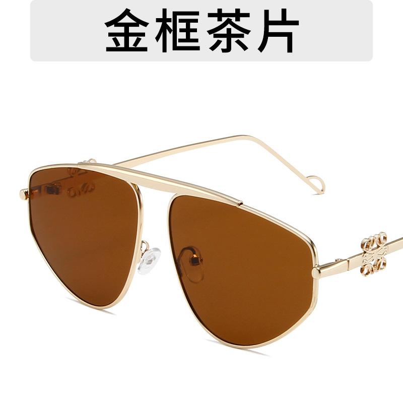 

Stylish Big Frame Sunglasses Metal Polygon Personalized Sunglasses Classic Style Street Style Photo Outdoor Beach Glasses 1PC