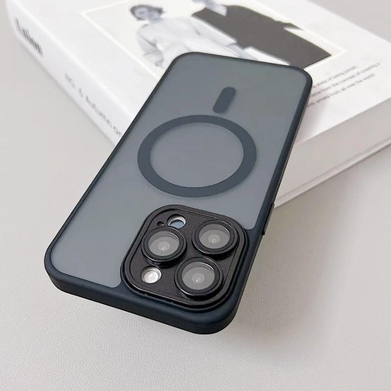 Luxury Magnetic Matte Translucent Armor Shockproof Case for iPhone 16 13 15 14 12 11 Pro Max for Magsafe Wireless Charge Cover