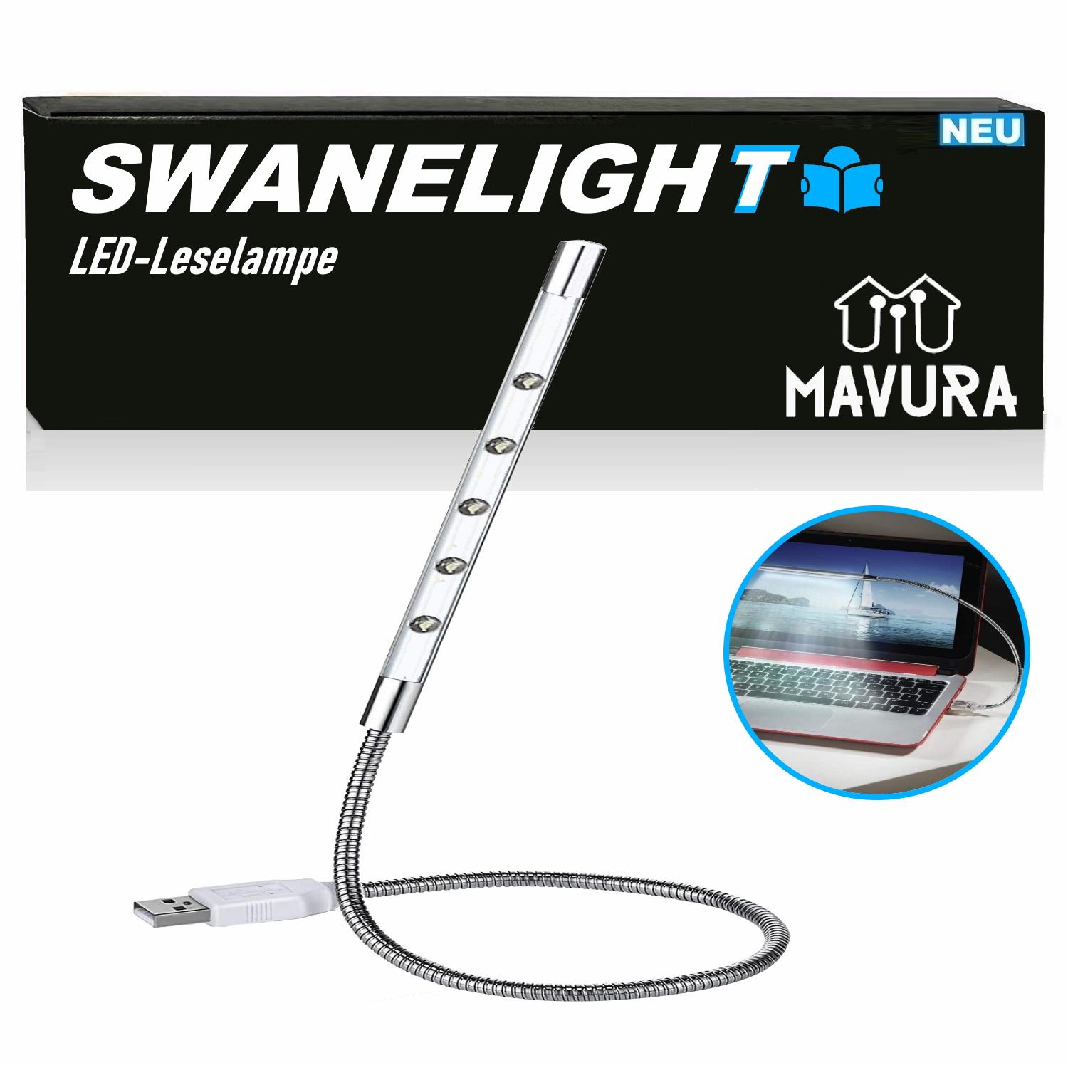 

SWANELIGHT USB LED Лампа для читання Поворотна 5 LED Лампа на гнучкій ніжці Лампа