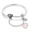 925 Silver Heart Shaped Series Love Forever Shining Zircon Bracelets Fit DIY Charm Beads Birthday Jewelry Gift